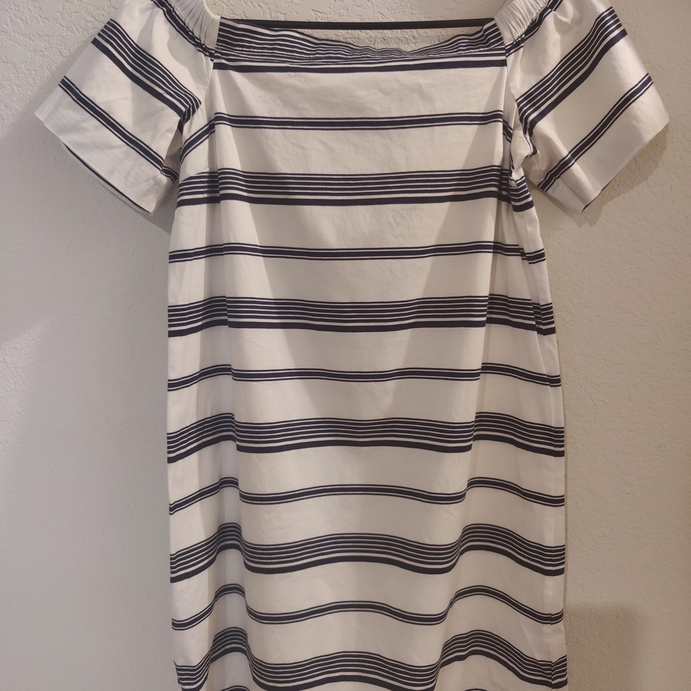 Maison Jules White and Blue Midi Dress
